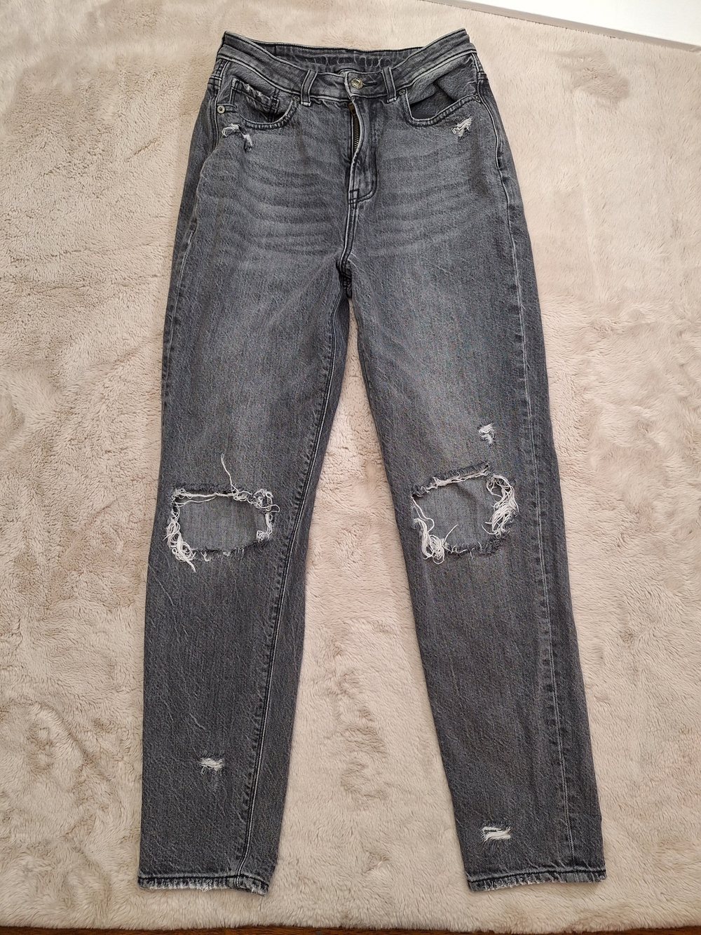 American Eagle Outfitters Womens Straight Fit Gray Charcoal Wash Jeans Size 2